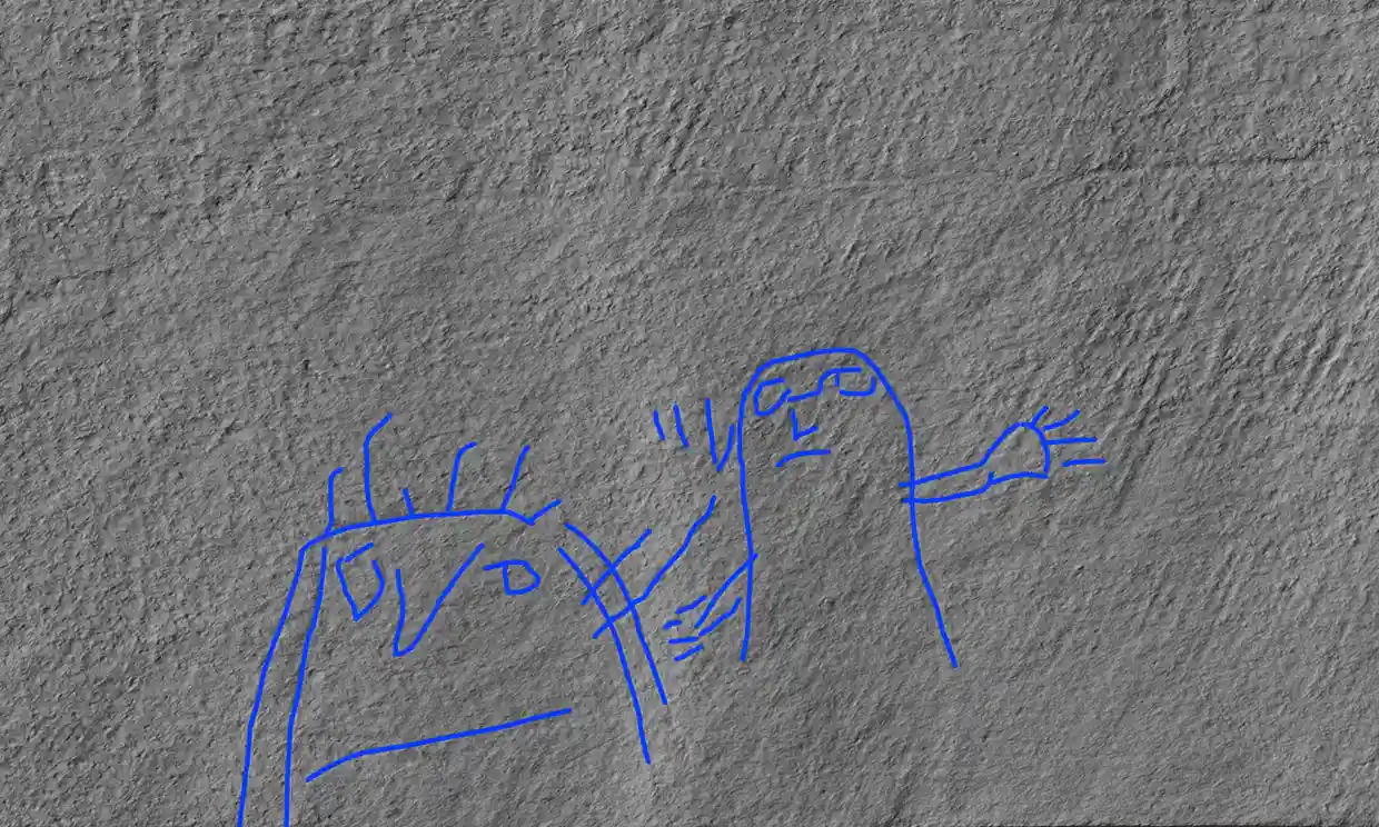 Gli scarabocchi medievali su un manoscritto religioso