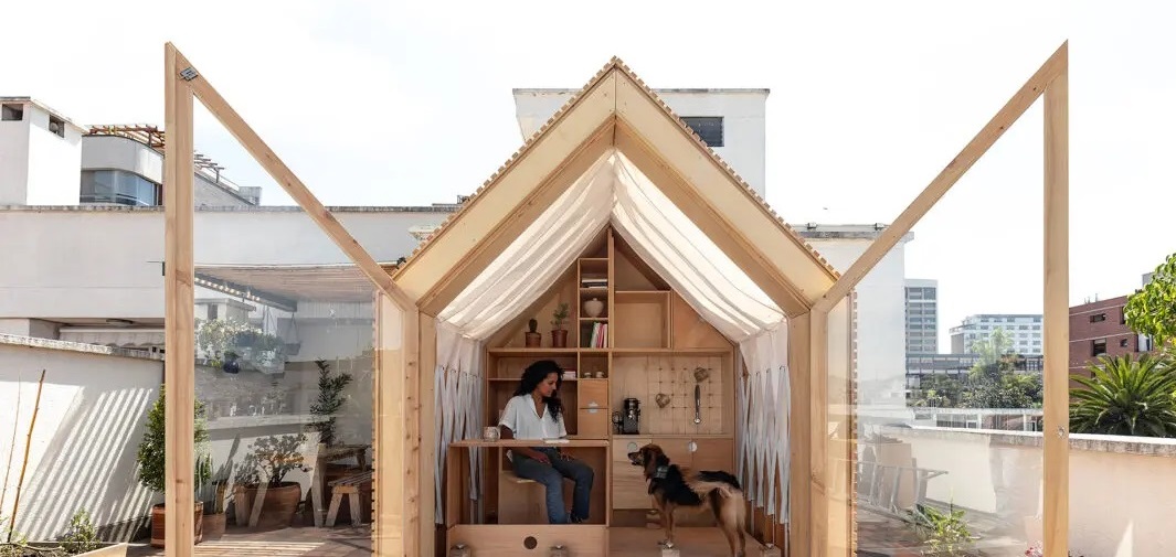 Modulo IWI: mini case in legno a fisarmonica