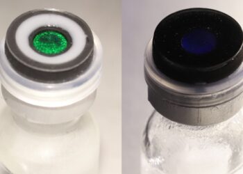 Color changing material shows when medications are past their by date 
