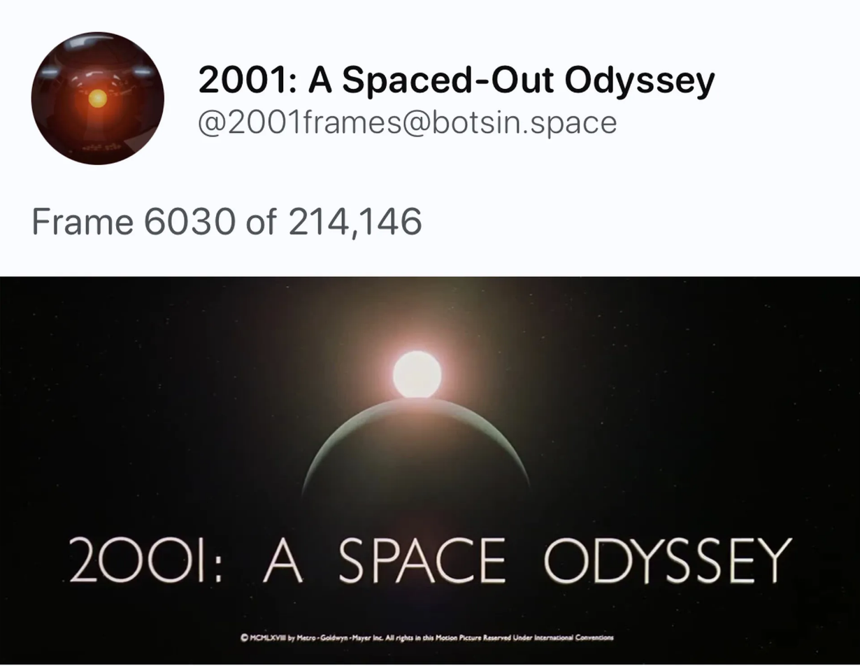 Sarà possibile guardare “2001: Odissea nello Spazio” su Mastodon, un frame alla volta
