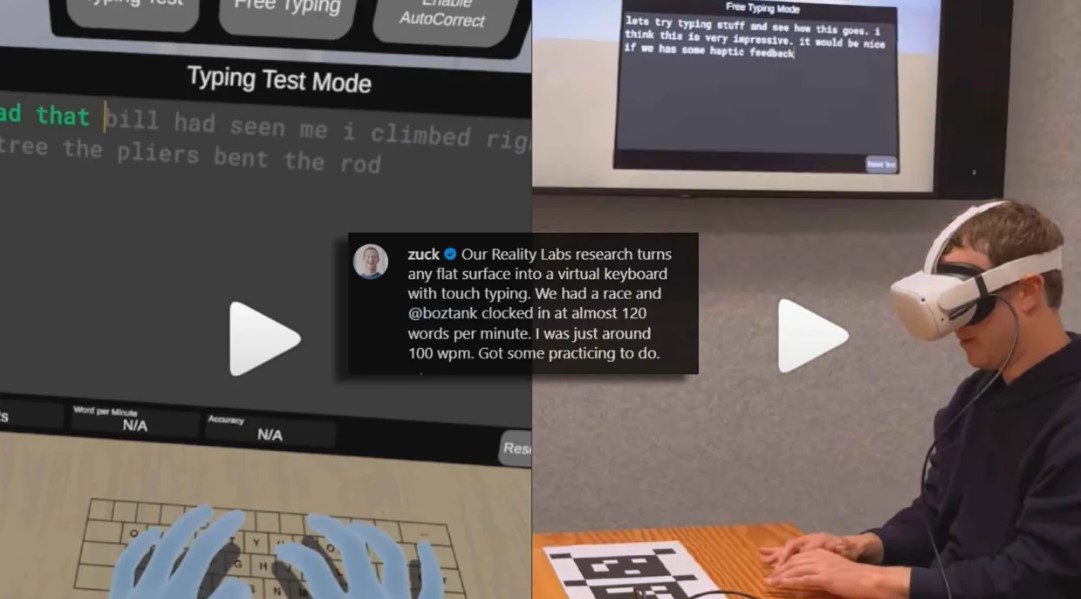 La tastiera del futuro è in realtà virtuale? Il video di Zuckerberg è notevole