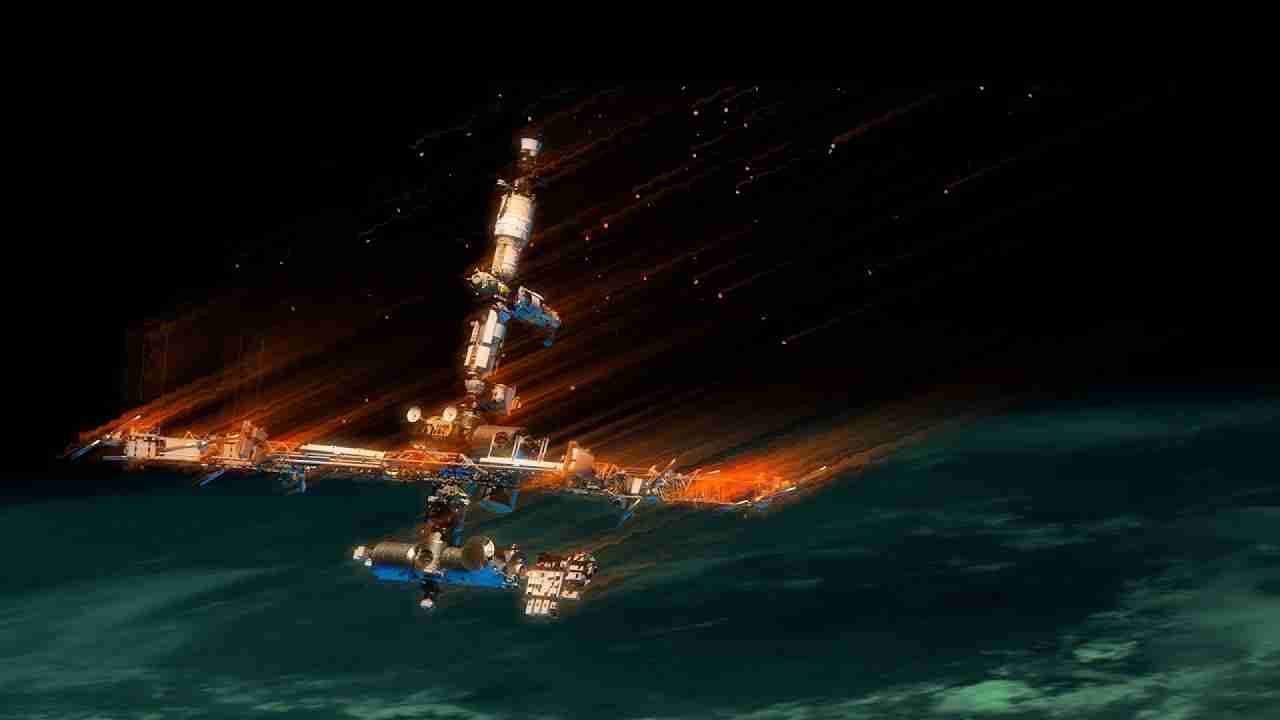 Un'illustrazione immagina l'ultimo viaggio dell'ISS verso l'atmosfera terrestre