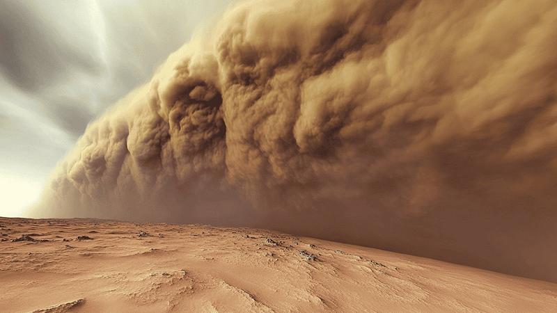 tempesta di polvere su Marte