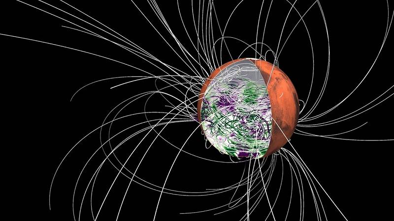 simulazione dei campi magnetici che in passato circondavano Marte
