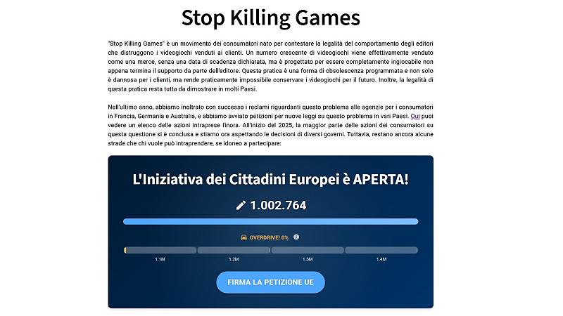 Il sito della petizione