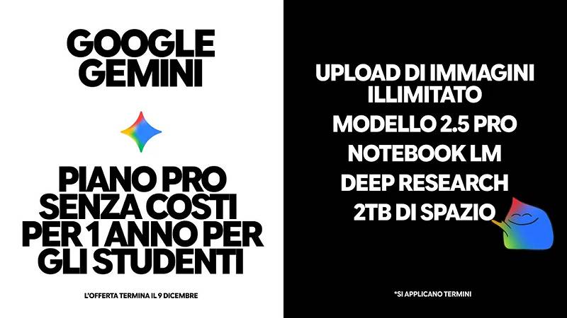 Google Gemini, gratis per gli studenti