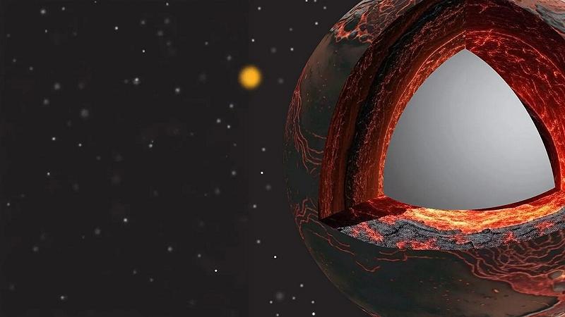 rappresentazione artistica di un oceano di magma vicino al confine tra nucleo e mantello