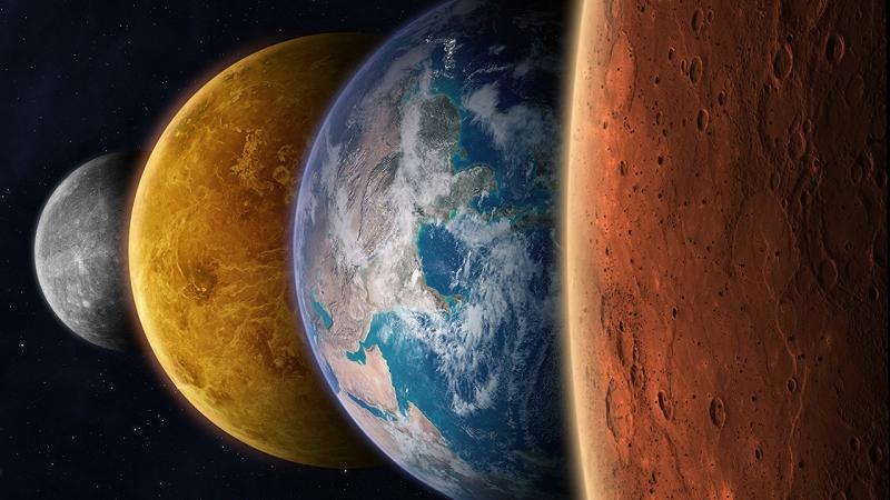 i quattro pianeti interni del Sistema Solare Mercurio, Venere, Terra e Marte