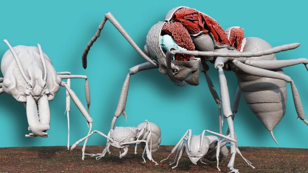 i ricercatori hanno utilizzato AntScan per riprodurre nei minimi dettagli l'anatomia di quattro specie di formiche di Okinawa