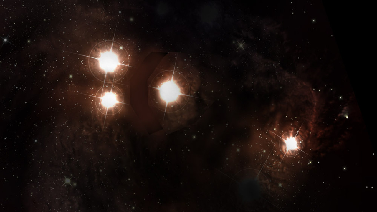 Un sistema stellare fuori dal comune: scoperta la configurazione 3+1 più stretta mai identificata