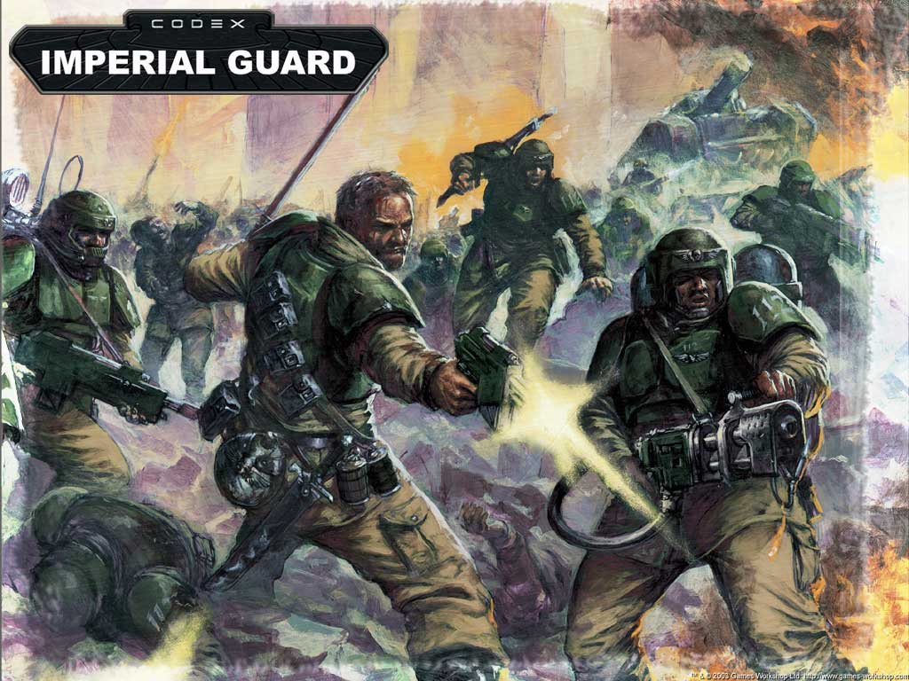 WARHAMMER 40k legione Guardia imperiale in acciaio pesante rivestimento adesivo Figura con fucile da cecchino 